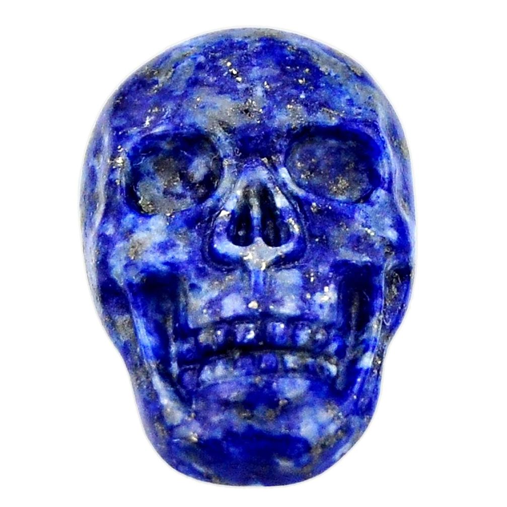 Natural 17.40cts lapis lazuli blue carving 22.5x15mm skull loose gemstone s18018