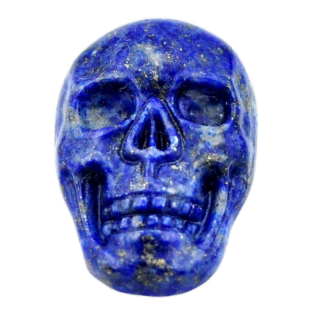 Natural 17.25cts lapis lazuli blue carving 22.5x15mm skull loose gemstone s18021