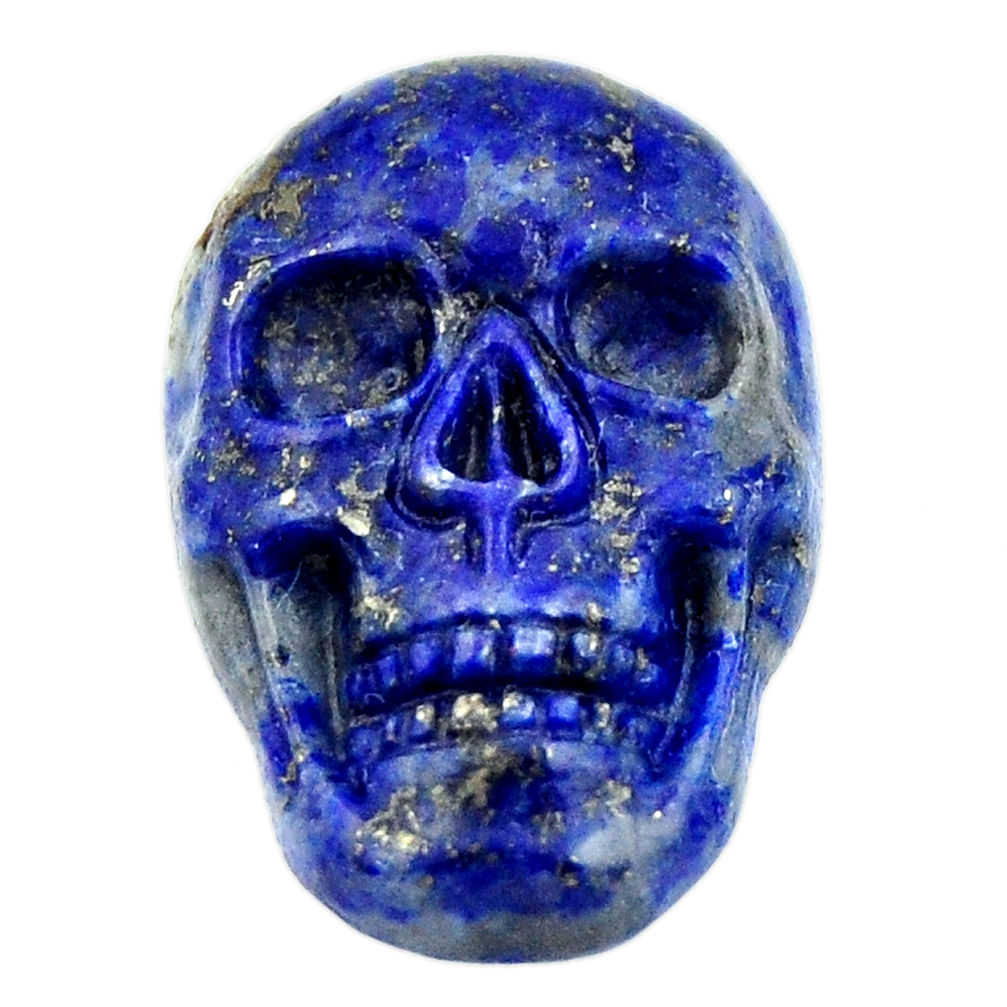 Natural 18.25cts lapis lazuli blue carving 22.5x15mm skull loose gemstone s18027