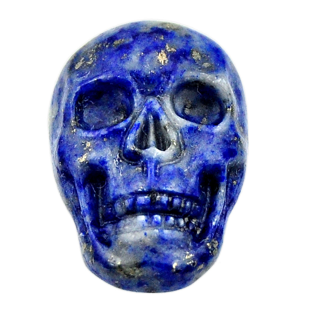 Natural 16.30cts lapis lazuli blue carving 22.5x15mm skull loose gemstone s18032