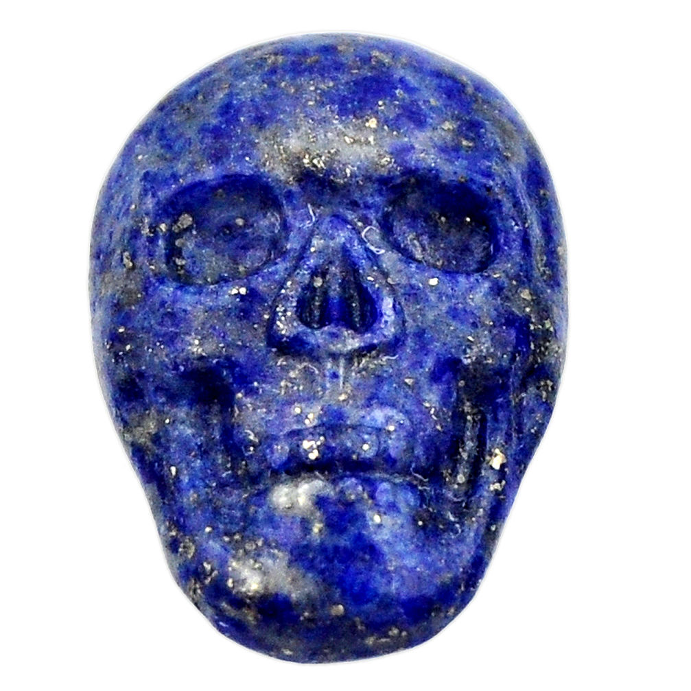 Natural 15.30cts lapis lazuli blue carving 22.5x16mm skull loose gemstone s18015