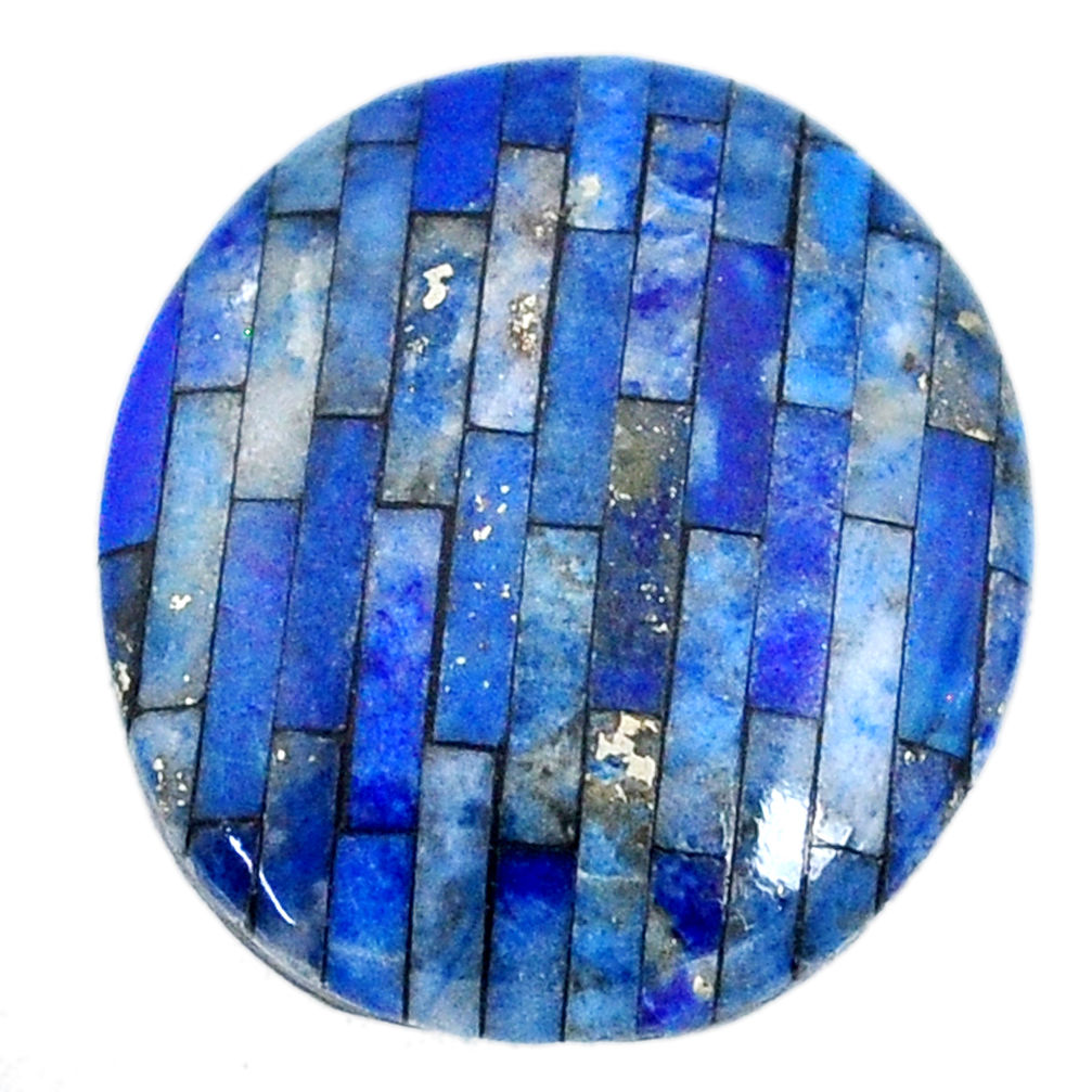 Natural 8.15cts lapis lazuli inlay cabochon 18x16 mm round loose gemstone s20518