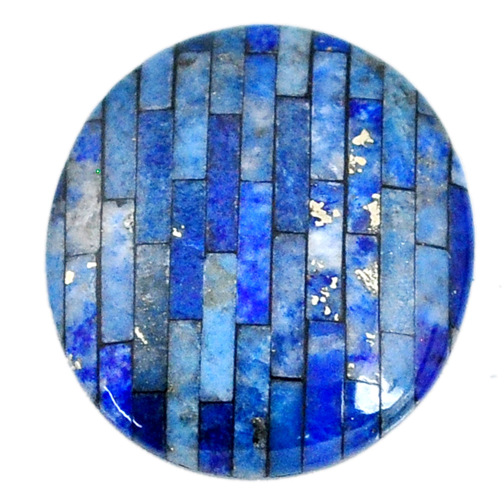 Natural 7.40cts lapis lazuli inlay cabochon 18x16 mm round loose gemstone s20519