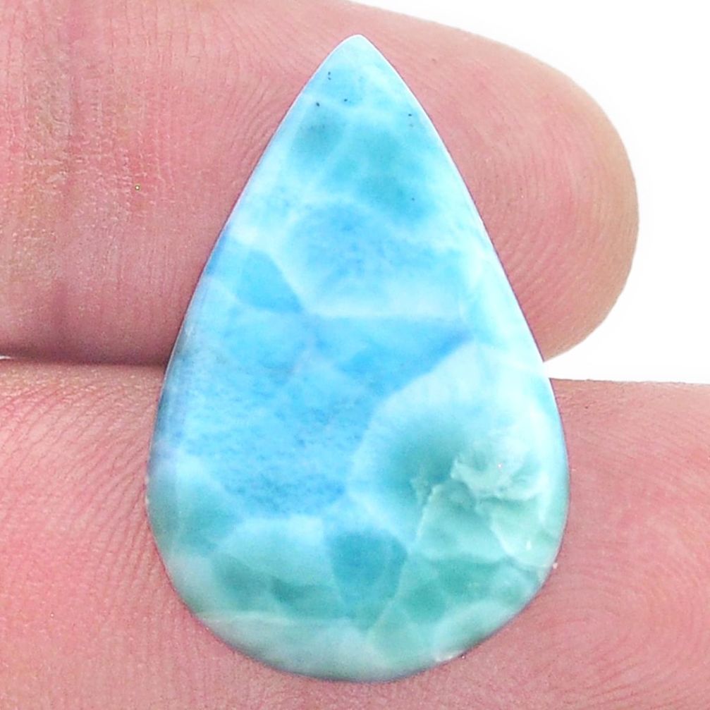 Natural 15.30cts larimar blue cabochon 27x17 mm pear loose gemstone s27498