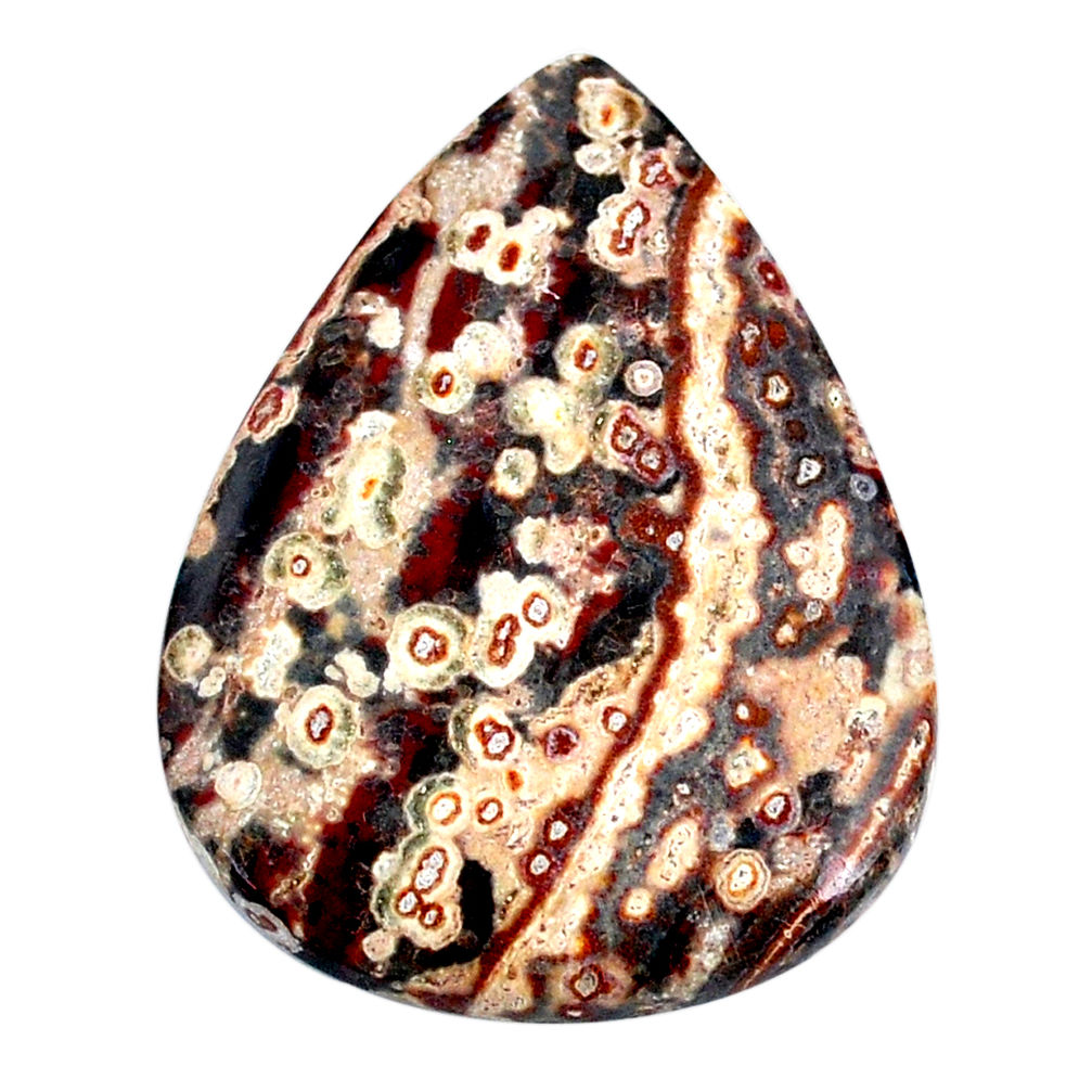 Natural 37.35cts leopard skin jasper 39x30 mm pear loose gemstone s21122