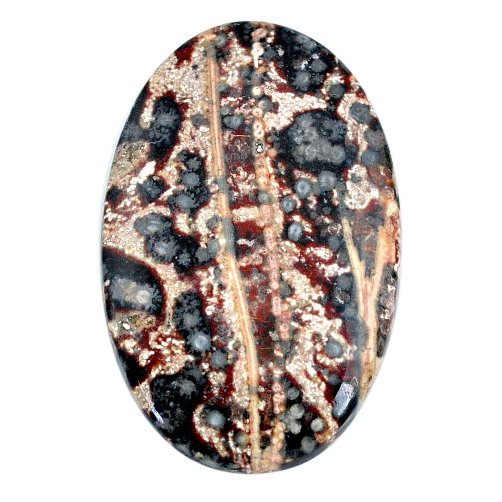 Natural 57.35cts leopard skin jasper brown 43.5x27mm oval loose gemstone s21132