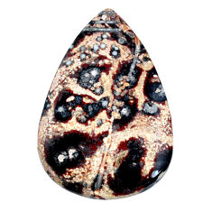 Natural 63.15cts leopard skin jasper brown 49x32 mm pear loose gemstone s21126