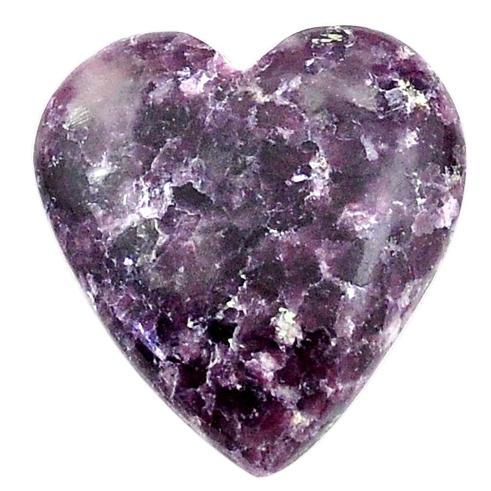 Natural 18.10cts lepidolite purple cabochon 23x22 mm heart loose gemstone s25600