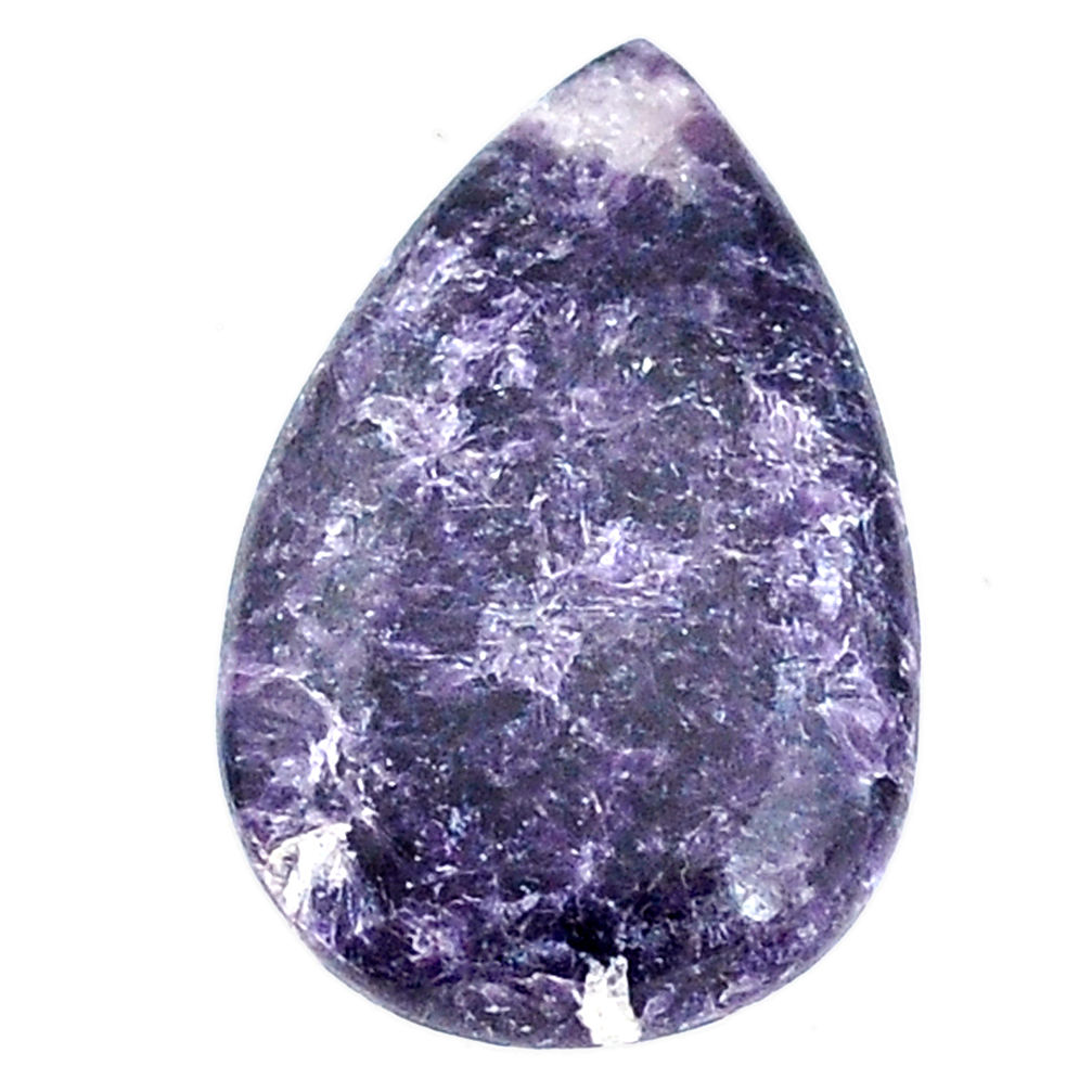 Natural 14.35cts lepidolite purple cabochon 26x16 mm pear loose gemstone s22686