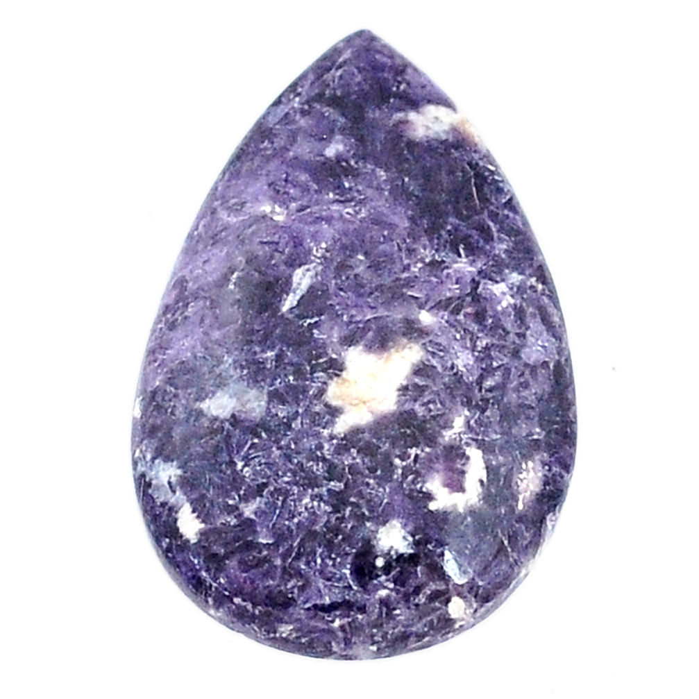 Natural 14.15cts lepidolite purple cabochon 27x17 mm pear loose gemstone s22688