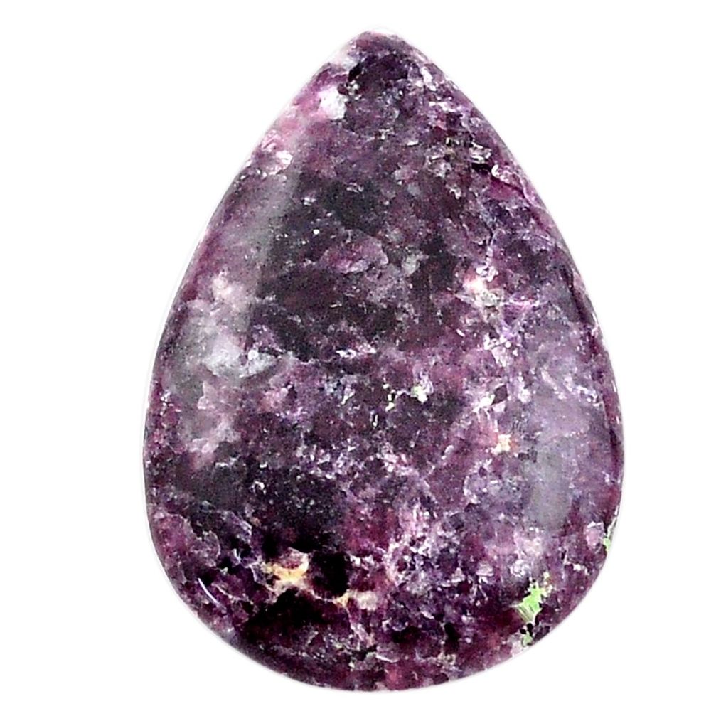 Natural 24.35cts lepidolite purple cabochon 31x22 mm pear loose gemstone s25589