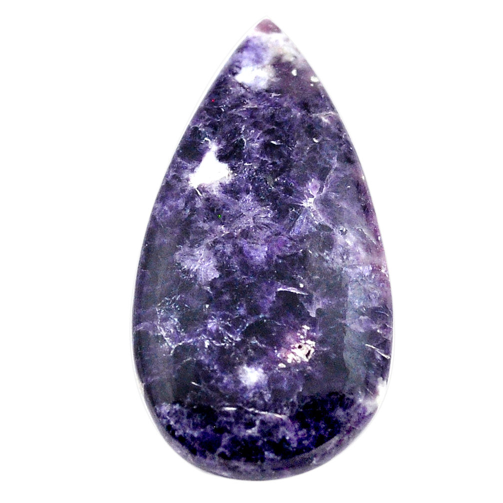 Natural 20.15cts lepidolite purple cabochon 33x17 mm pear loose gemstone s23352