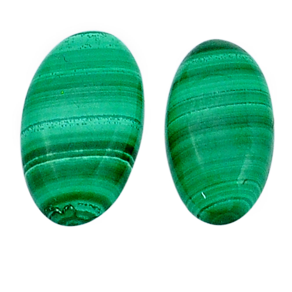 Natural 12.40cts malachite (pilot's stone) 17x10 mm pair loose gemstone s29358