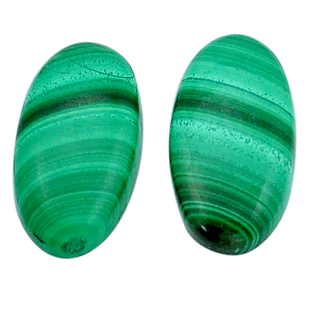 Natural 20.30cts malachite (pilot's stone) 21x11 mm pair loose gemstone s29353