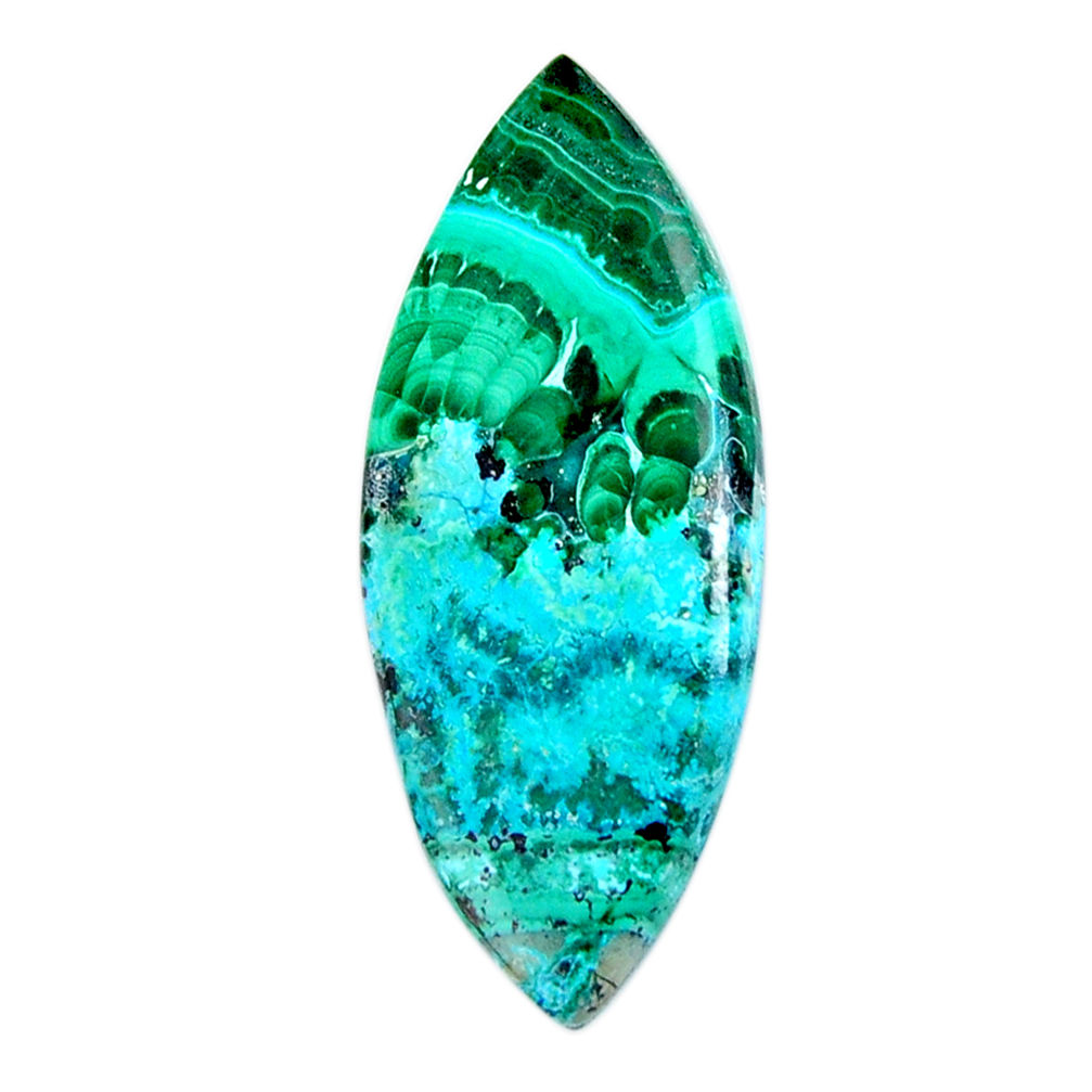 Natural 18.10cts malachite in chrysocolla green 36x15 mm loose gemstone s19476