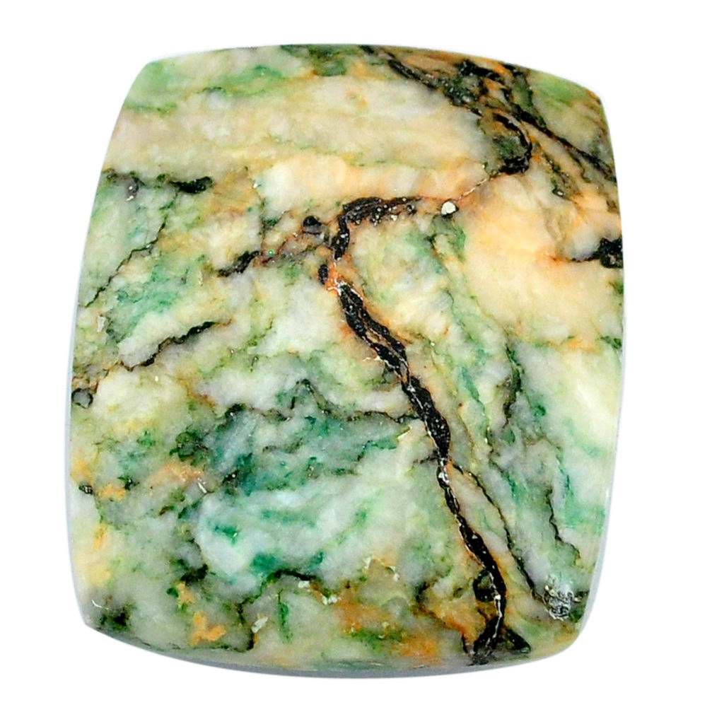 Natural 39.45cts mariposite green cabochon 30x25mm cushion loose gemstone s21497