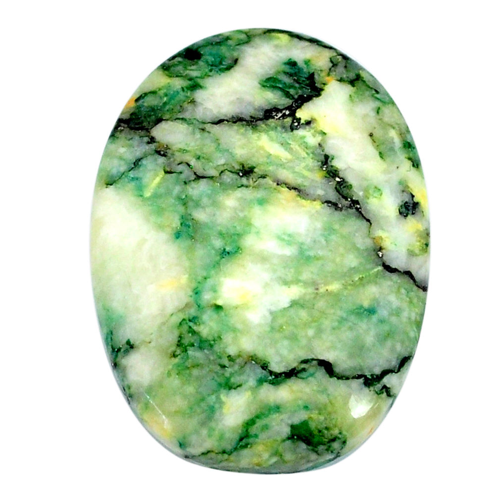 Natural 35.15cts mariposite green cabochon 31x22 mm oval loose gemstone s21483