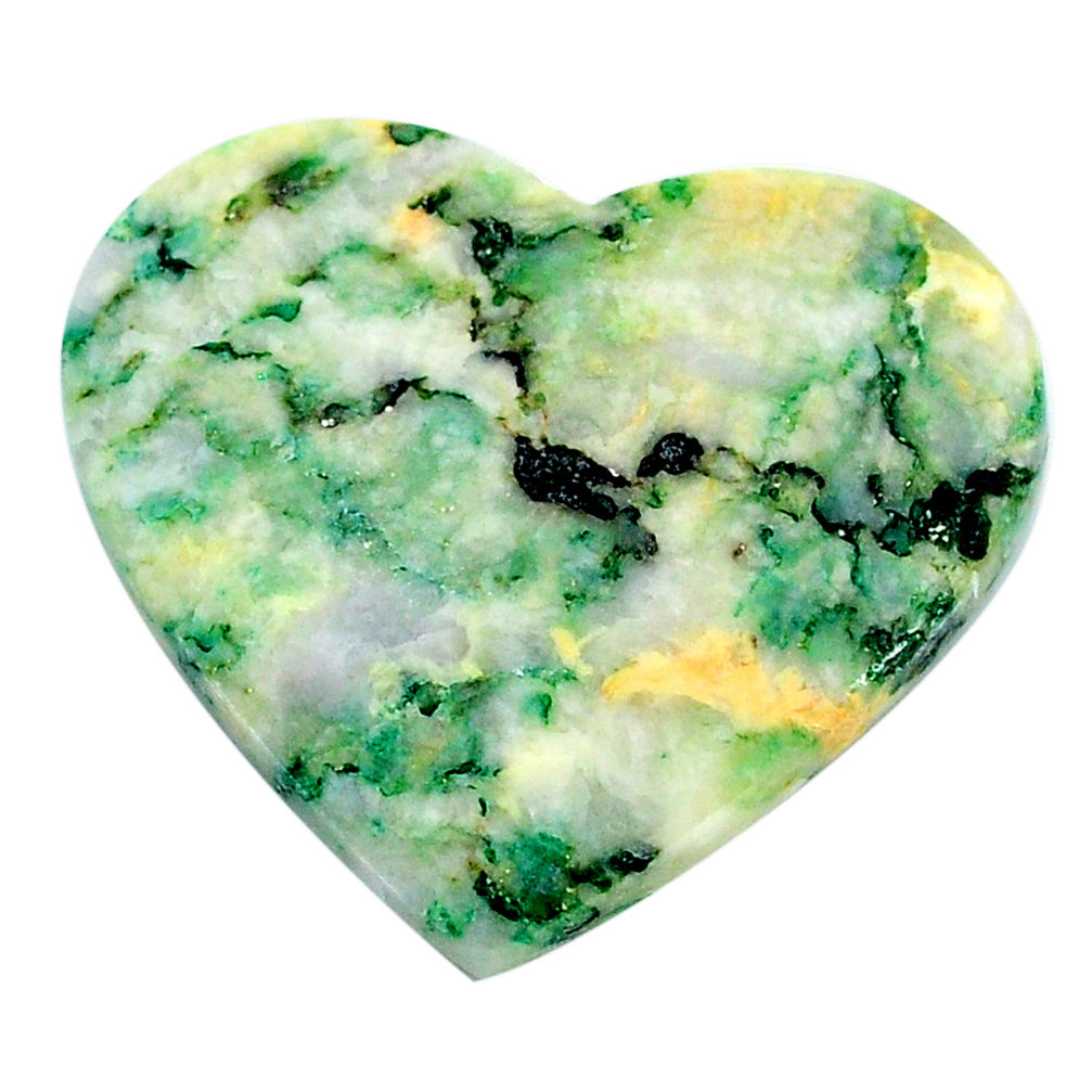 Natural 31.30cts mariposite green cabochon 31x27 mm heart loose gemstone s24811