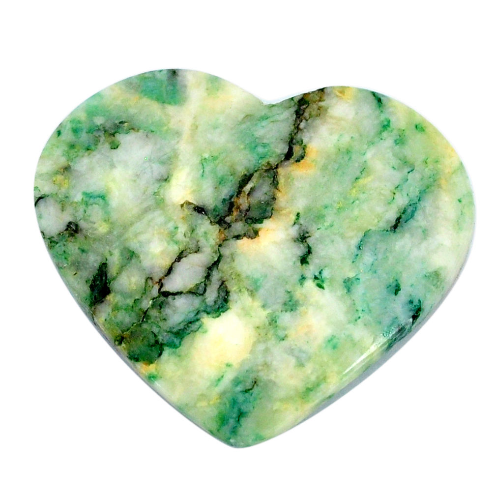 Natural 29.45cts mariposite green cabochon 32.5x28mm heart loose gemstone s21470