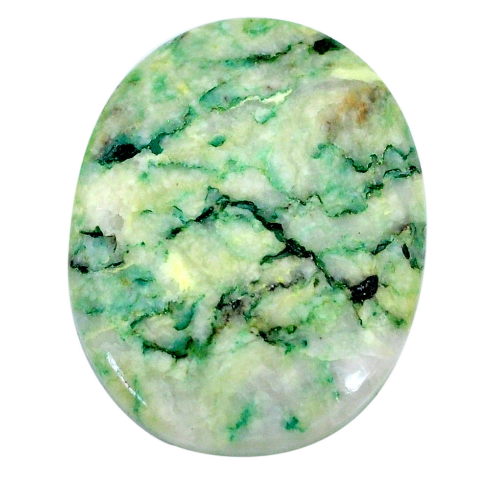 Natural 38.45cts mariposite green cabochon 32x25 mm oval loose gemstone s21484