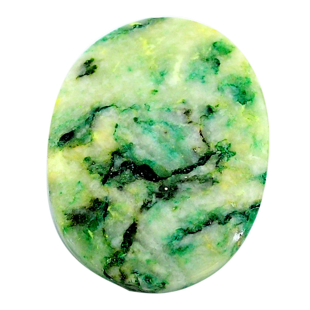 Natural 43.35cts mariposite green cabochon 32x25 mm oval loose gemstone s24803