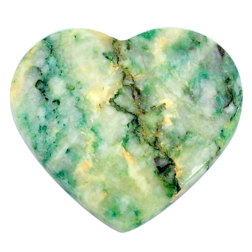 Natural 40.30cts mariposite green cabochon 32x28 mm heart loose gemstone s21466