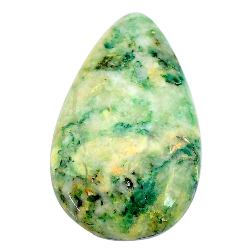 Natural 33.40cts mariposite green cabochon 33.5x21 mm pear loose gemstone s21488