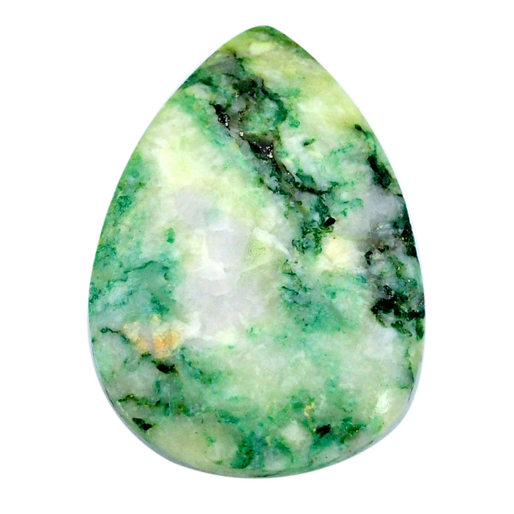 Natural 31.20cts mariposite green cabochon 33.5x23 mm pear loose gemstone s21462