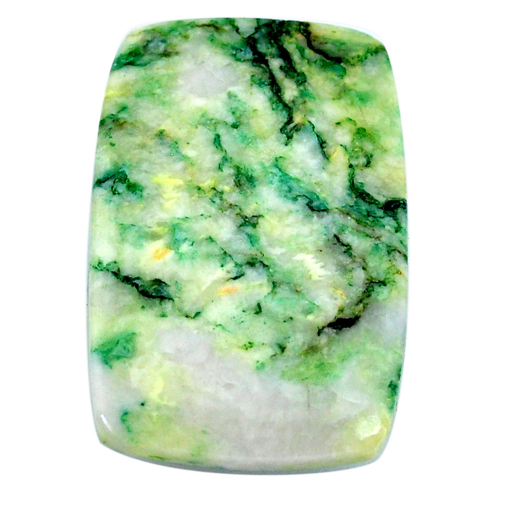 Natural 34.45cts mariposite green cabochon 33x22mm cushion loose gemstone s21500