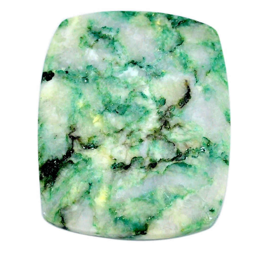 Natural 44.35cts mariposite green cabochon 33x28mm cushion loose gemstone s21478