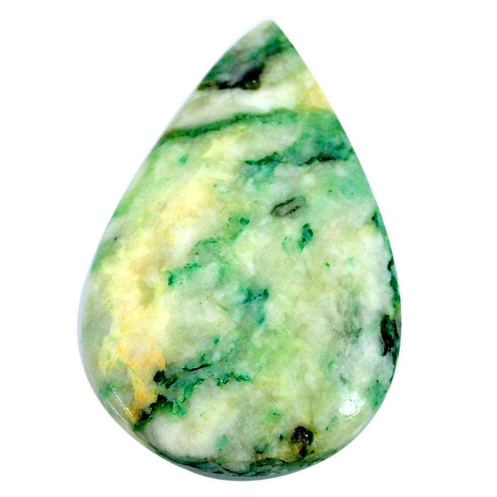 Natural 34.15cts mariposite green cabochon 34x22.5 mm pear loose gemstone s21487