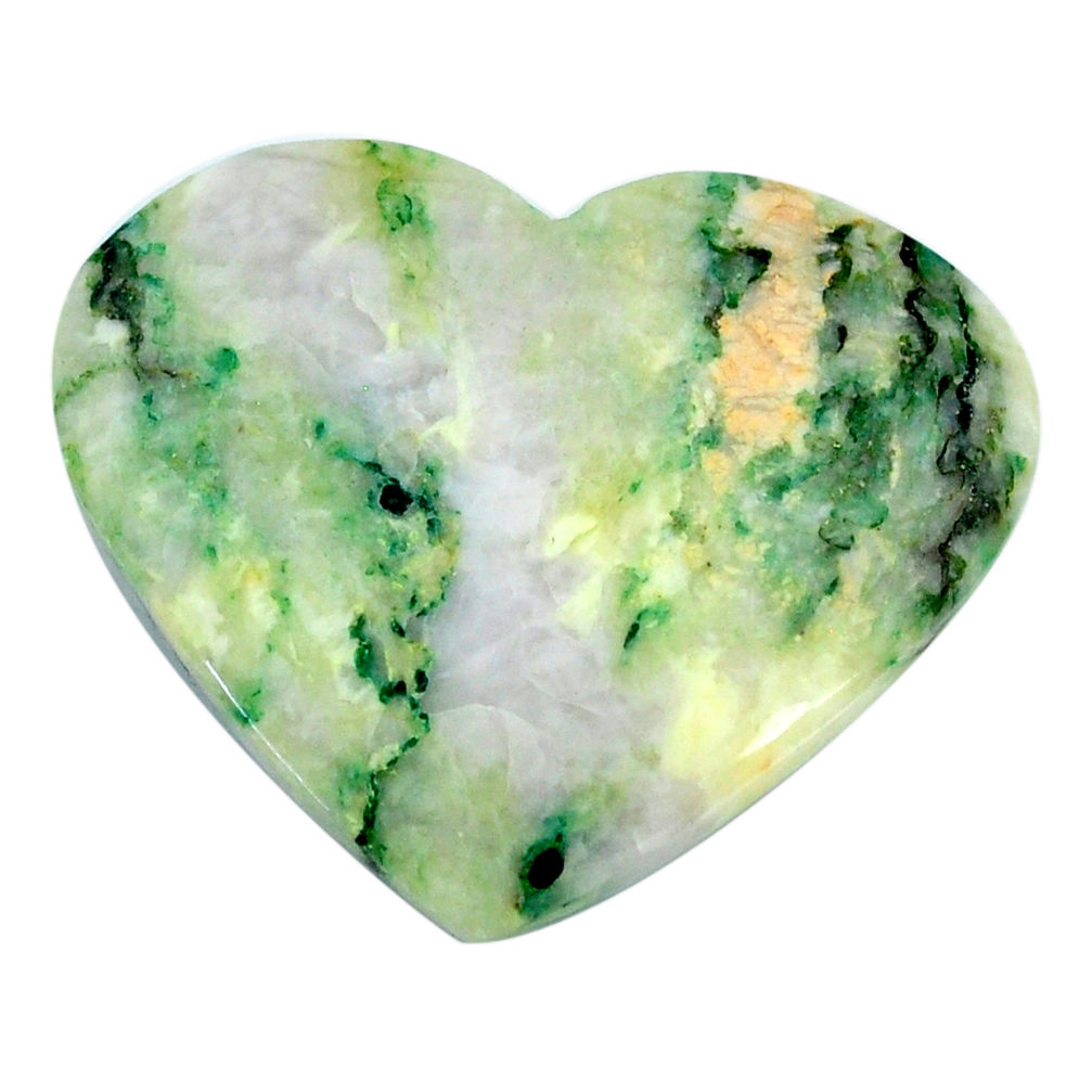 Natural 42.40cts mariposite green cabochon 34x28 mm heart loose gemstone s21469