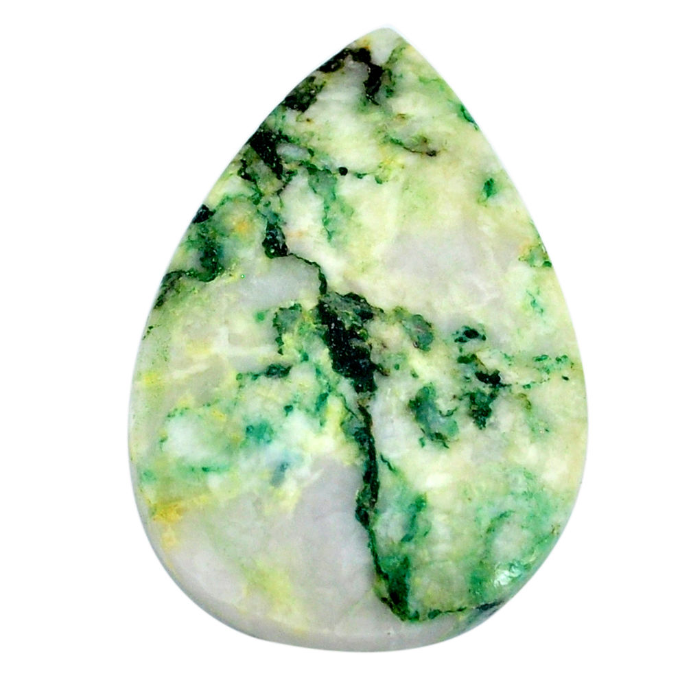 Natural 41.30cts mariposite green cabochon 35x24 mm pear loose gemstone s21465