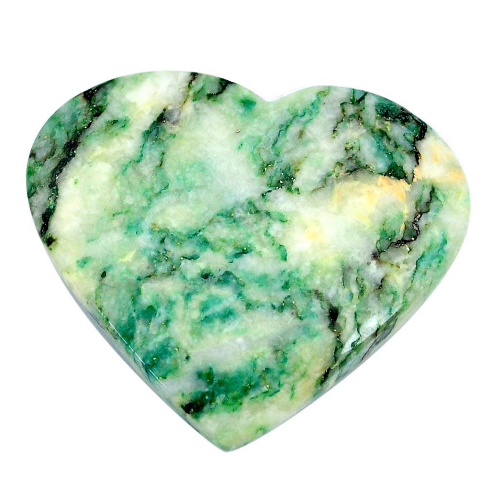 Natural 49.45cts mariposite green cabochon 37x33 mm heart loose gemstone s21471