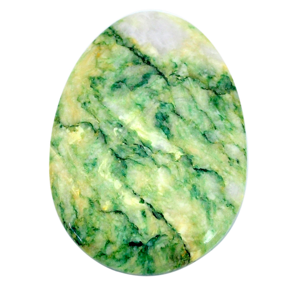 Natural 46.30cts mariposite green cabochon 39x27 mm oval loose gemstone s21461