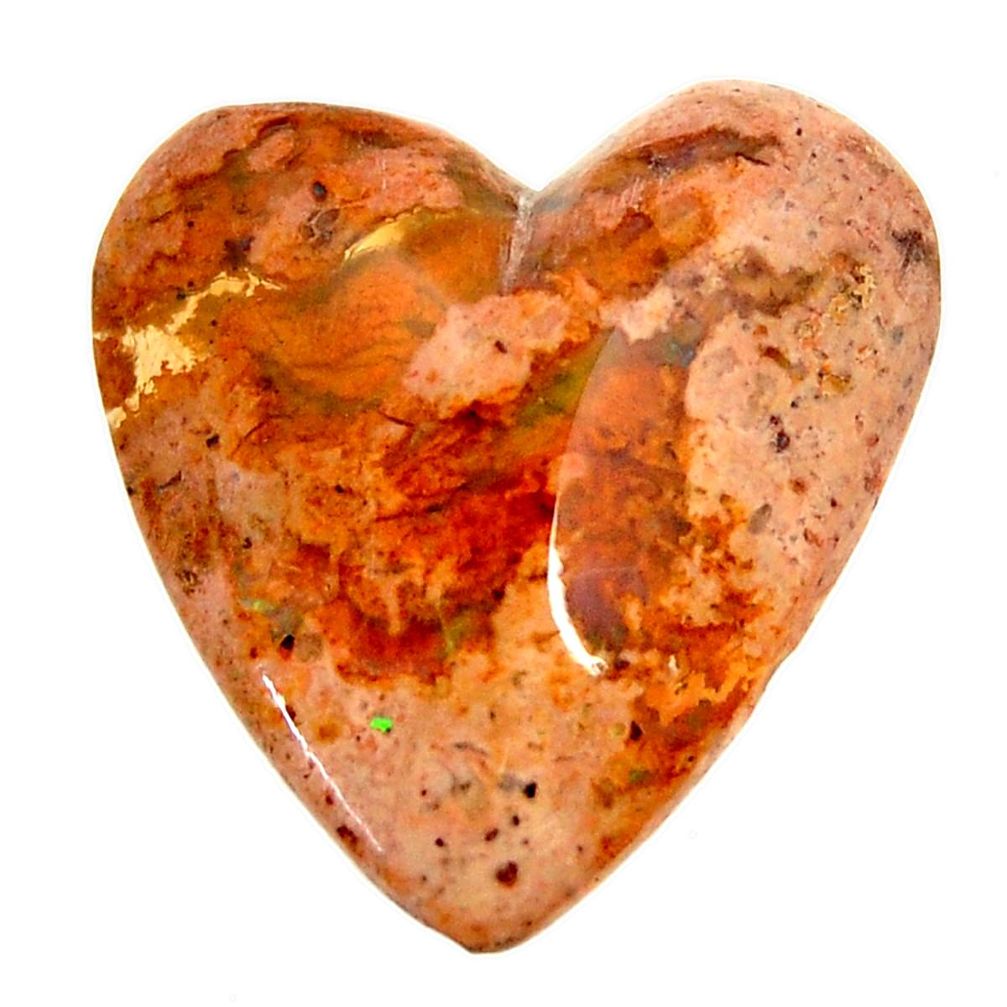 Natural 17.25cts mexican fire opal cabochon 24x23 mm heart loose gemstone s16230