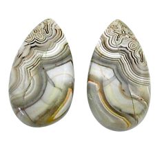 Natural 11.30cts mexican laguna lace agate 19x10 mm pair loose gemstone s25087