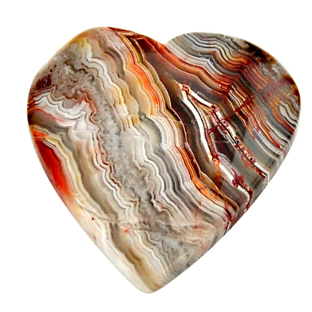 Natural 14.45cts mexican laguna lace agate 20x20 mm heart loose gemstone s17406