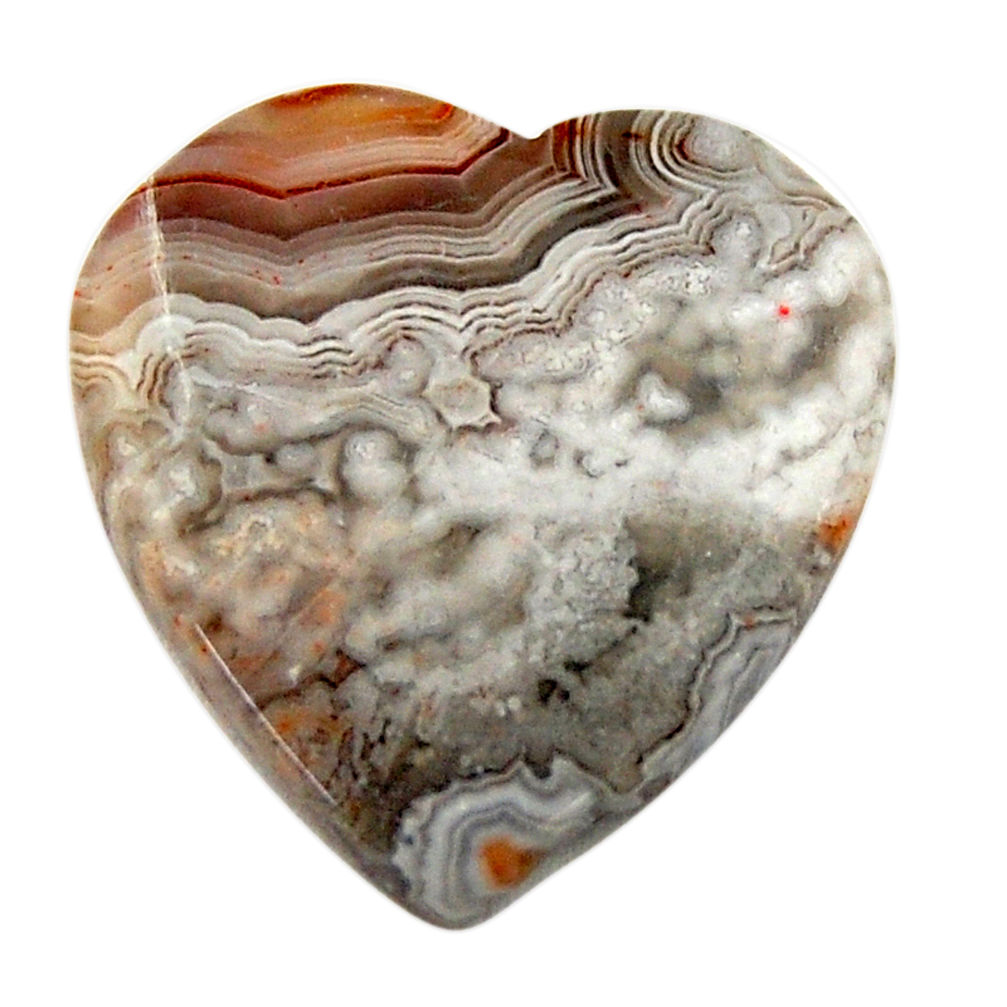 Natural 13.25cts mexican laguna lace agate 20x20 mm heart loose gemstone s17410