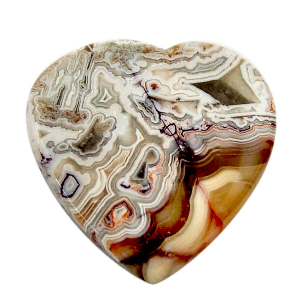 Natural 12.40cts mexican laguna lace agate 20x20 mm heart loose gemstone s17417
