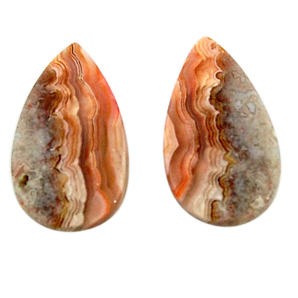 Natural 19.20cts mexican laguna lace agate 22x12.5 mm pair loose gemstone s18878