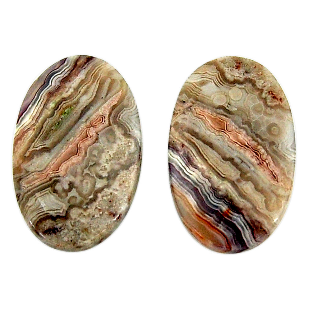 Natural 23.45cts mexican laguna lace agate 22x14 mm pair loose gemstone s18875