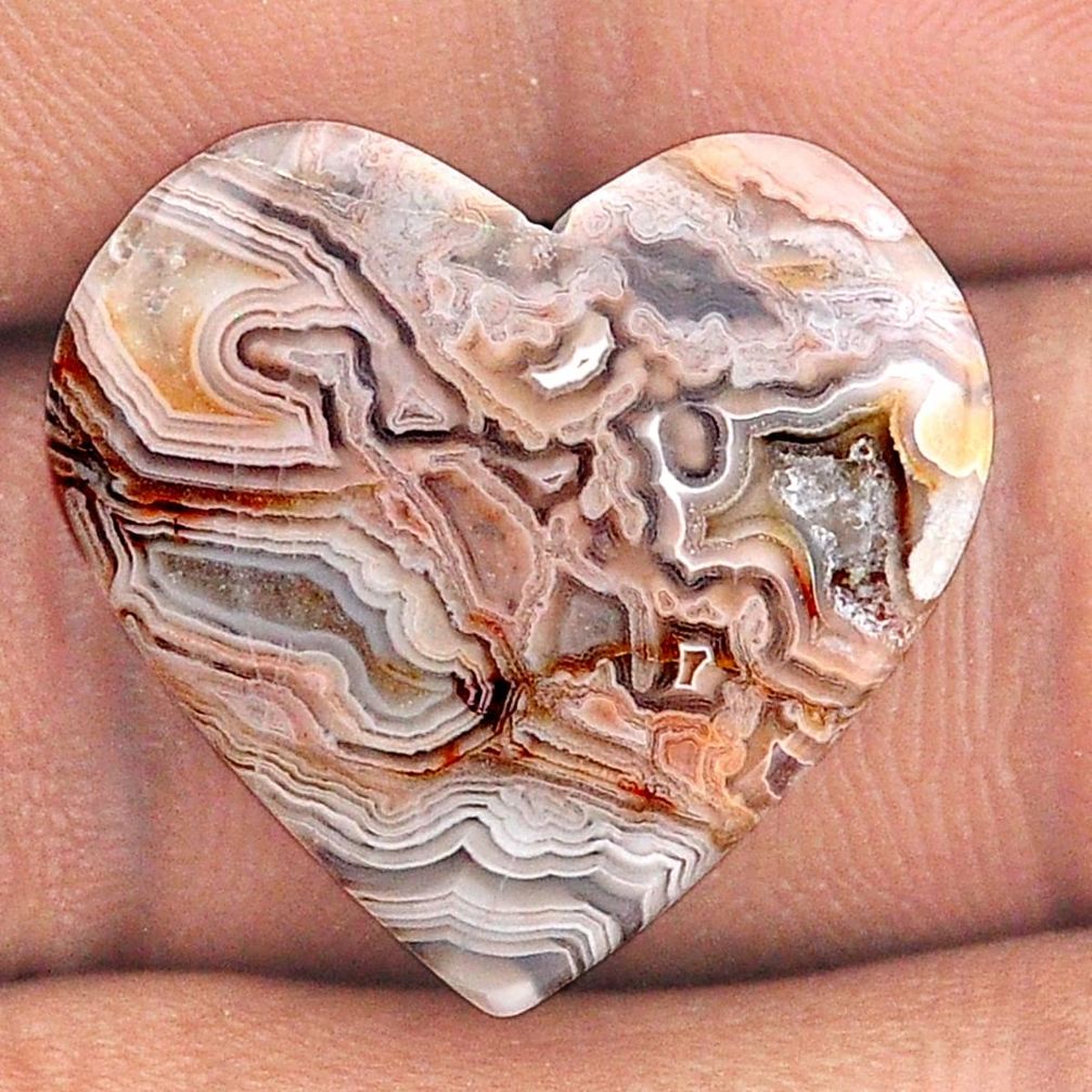 Natural 13.04cts mexican laguna lace agate 22x21 mm heart loose gemstone s25700