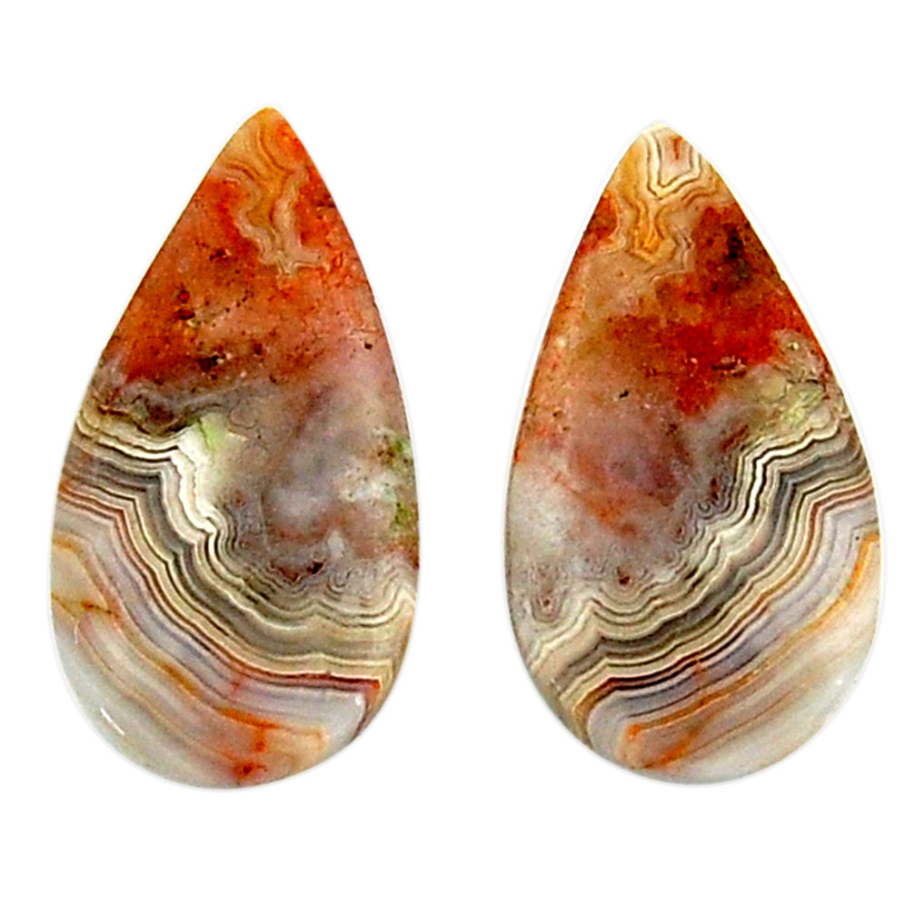 Natural 14.45cts mexican laguna lace agate 23x11.5 mm pair loose gemstone s18867