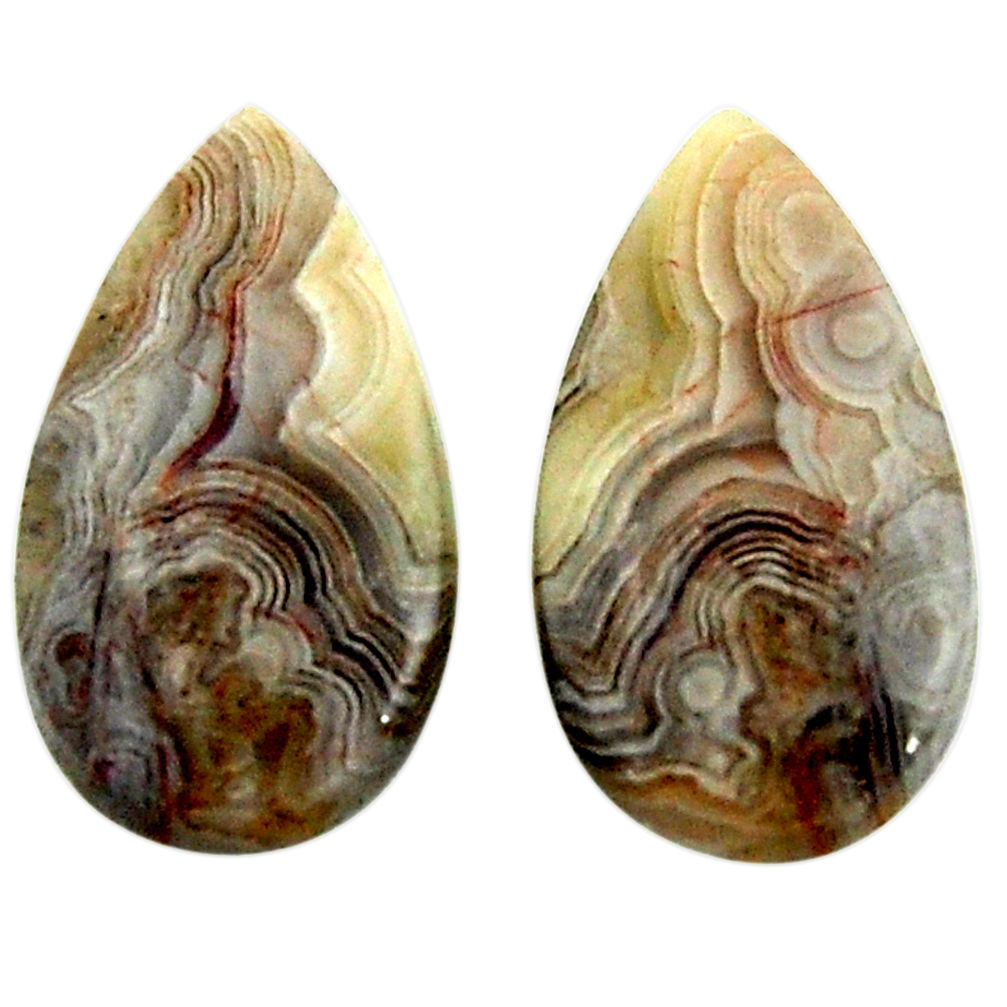 Natural 19.45cts mexican laguna lace agate 23x13 mm pair loose gemstone s18880
