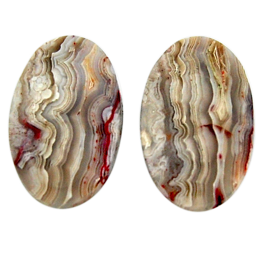 Natural 27.35cts mexican laguna lace agate 24x15 mm pair loose gemstone s18866