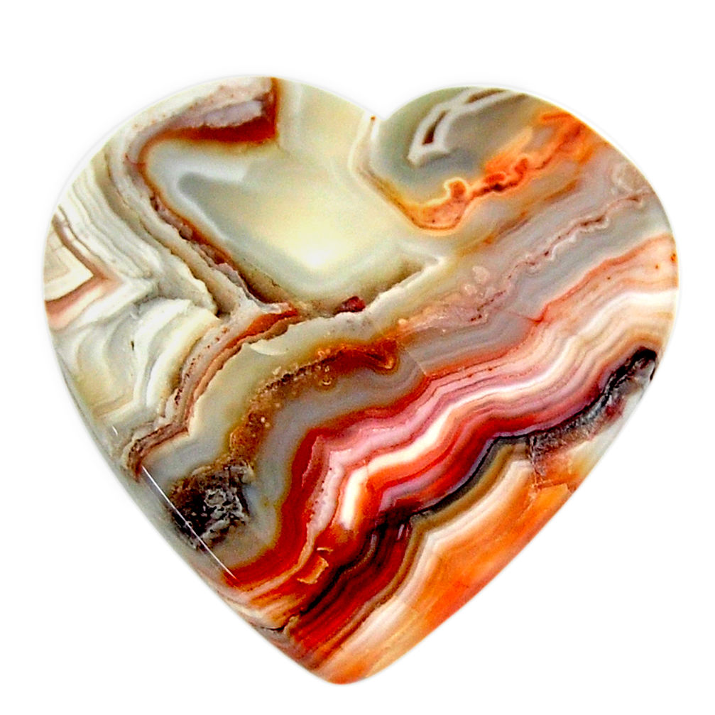 Natural 24.45cts mexican laguna lace agate 24x24 mm heart loose gemstone s17447