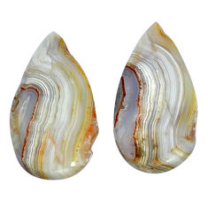 Natural 21.30cts mexican laguna lace agate 25x13 mm pair loose gemstone s29322