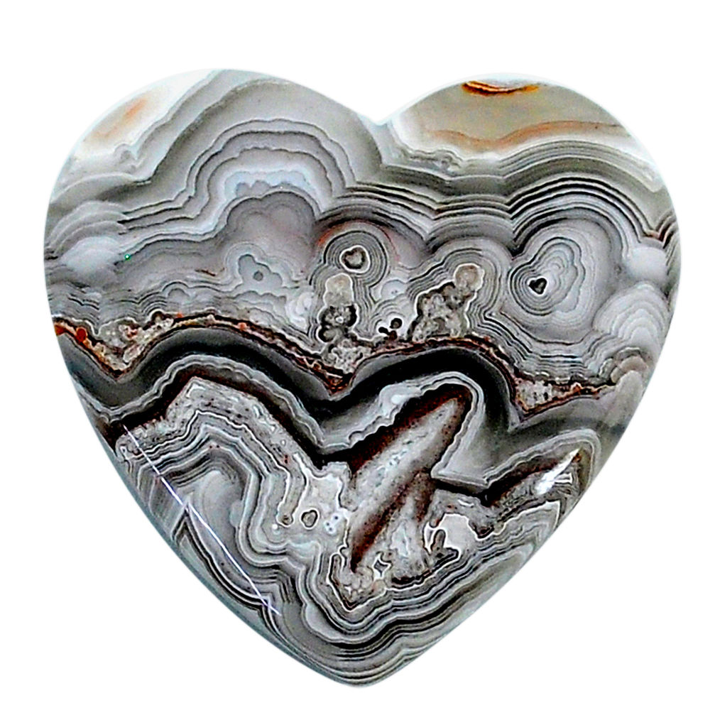 Natural 18.40cts mexican laguna lace agate 25x25 mm heart loose gemstone s24738