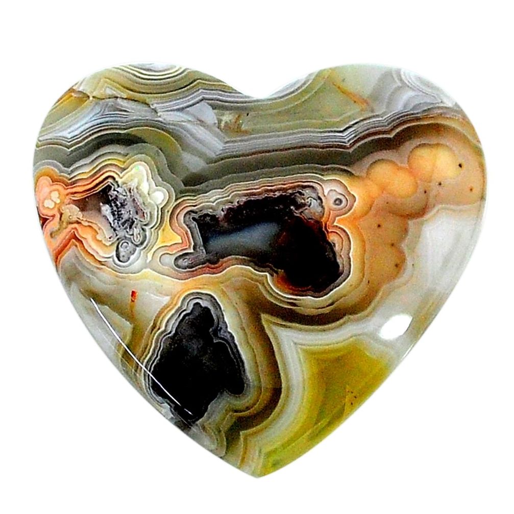 Natural 23.40cts mexican laguna lace agate 26x25 mm heart loose gemstone s24735